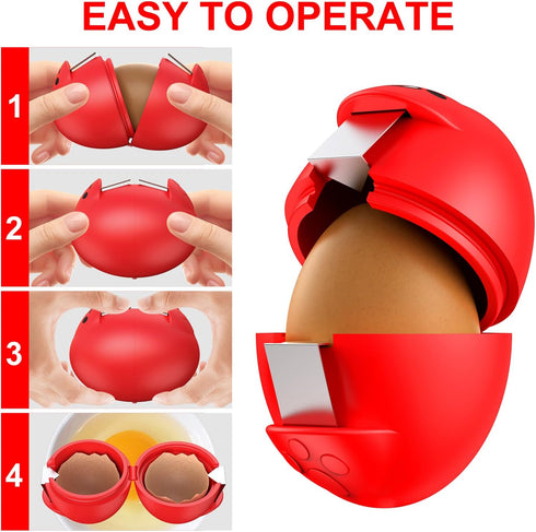2-Pack) Egg Cracker, Silicone Egg Shell Opener, Cute Egg Shaped Design, Opens Eggs with Ease, A Little Happiness Boost