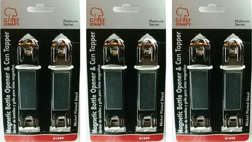 Chef Craft Bottle Opener/Can Tapper with Magnet, 3 Packs of 2