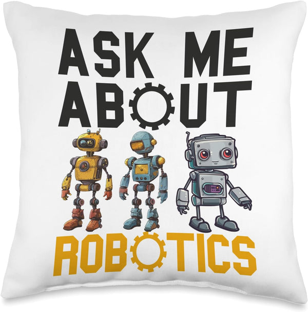 Robotics Funny Robot Engineer Men Boy Women Robotic Coach Throw Pillow