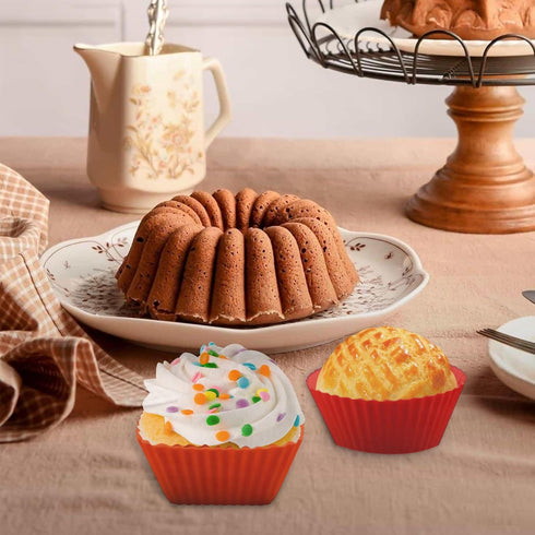 Reusable Silicone Baking Cups, 24 Pack Muffin Liners, Thicken Non-stick Molds, 4 Colors, BPA-Free