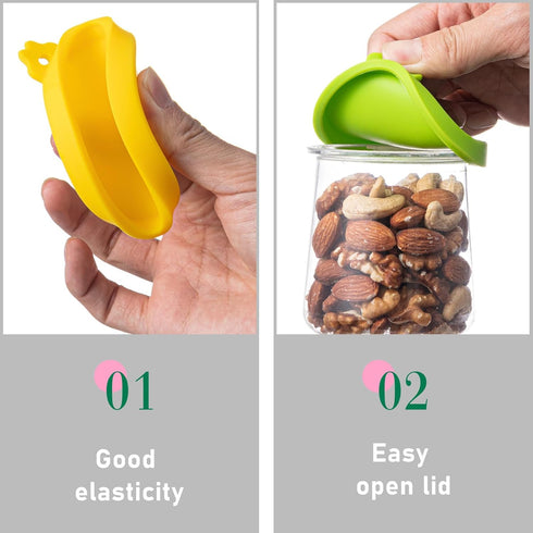 12 5, 8, 10 Oz Mumufy Pcs Yogurt Jar Lids Clear Plastic Silicone and Bamboo Wood Container Lids with Sealing Rings