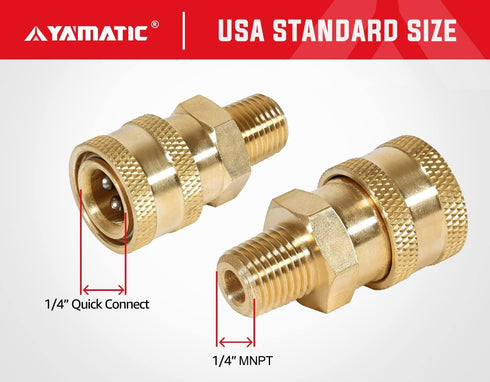 YAMATIC Pressure Washer Fitting, 1/4" Male Npt to 1/4" Socket, Quick Connect Coupler for 5000 PSI Pressure Washer