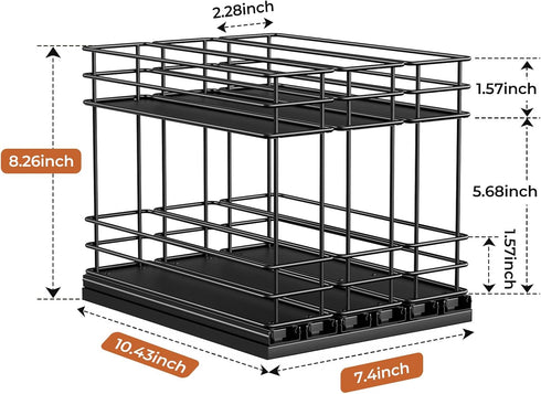 Mystozer 7.4" Wx10.43 Dx8.26 3 2 Pull Out Spice Rack Organizer for Cabinet, Slide Out Spice Racks, Easy to Install