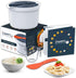Microwave Rice Cooker Steamer and Pasta Cooker with Strainer - Mess-Free Design, Dishwasher Safe, Cooks 8 Cups
