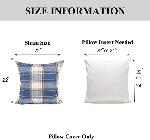 YOUR SMILE Set of 2 Retro Farmhouse Decorative Throw Pillow Case – Buffalo Tartan Plaid Cushion Cover, Navy Blue, 22x22