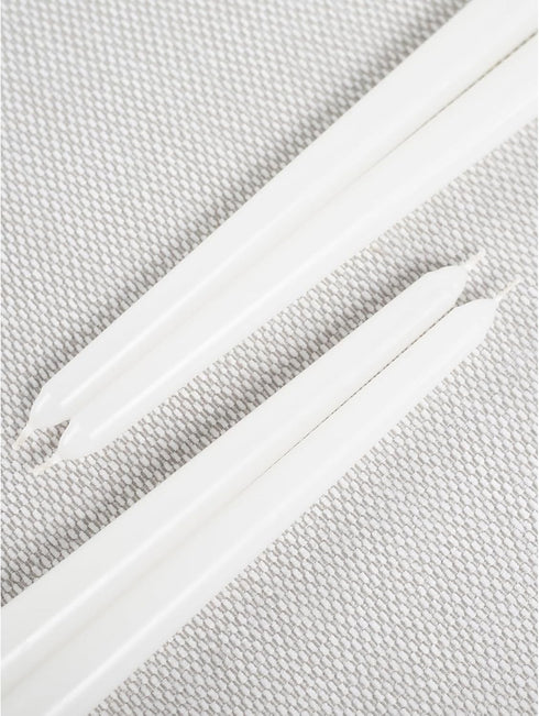 CANDWAX Set of 4 White Taper Candles 8 inch Dripless - Ideal Smokeless Unscented Dinner Candles - Long Burning Hand