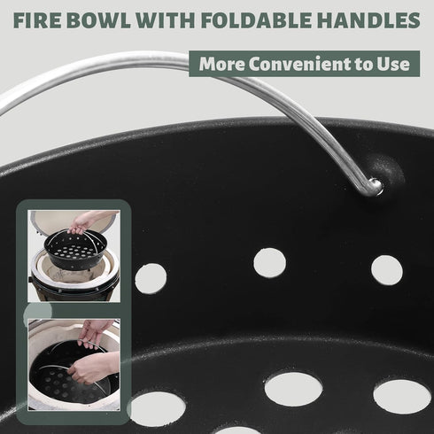 KAMaster Charcoal Basket Carbon Steel Fire Bowl for MiniMax,Small&Medium Bigg Green Eggs,Heavy Duty Enamel Coated