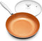MICHELANGELO 10 Inch Copper Nonstick Frying Pan with Lid, Scratch Resistant Ceramic Coating