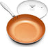 MICHELANGELO 10 Inch Copper Nonstick Frying Pan with Lid, Scratch Resistant Ceramic Coating