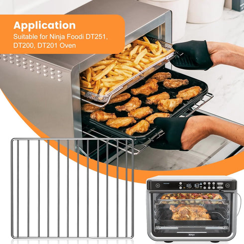 Air Fryer Wire Rack for Ninja Foodi 10 in 1 DT201 DT251, 14.4''*11.4'' Stainless Steel Baking Tray Rack