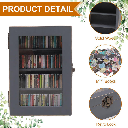 CLVTREBETO 100pcs Anxiety Mini Bookshelf Ornament | Shake Away Your Anxiety Rustic Book Library with Miniature Books |