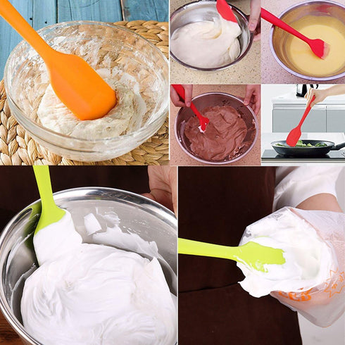 Silicone Spatulas Set, Heat Resistant Rubber Spoon Spatula Non-Stick Scrapers for Baking Mixing Tool (Green Set)