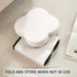 12" Inch Ornavo Home White Boucle Storage Ottoman Cube Flower-Shaped Footstool with Hidden Storage, Faux Teddy Fur Foot