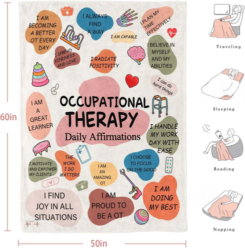 Givetoyou 60inx50in Occupational Therapist Gifts Blanket,Therapist Gifts,Gifts for OT On Occupational Therapist