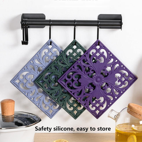 Silicone Trivets for Hot Dishes, Non-Slip Heat Resistant Square Hot Pads for Kitchen Countertop, Set of 3 Yellow