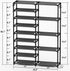 CSXGBAB 24-35 Tall Garage Shoe Rack Large Capacity,Two Rows Versatile Hooks Storage Boot Shelf Black Pairs
