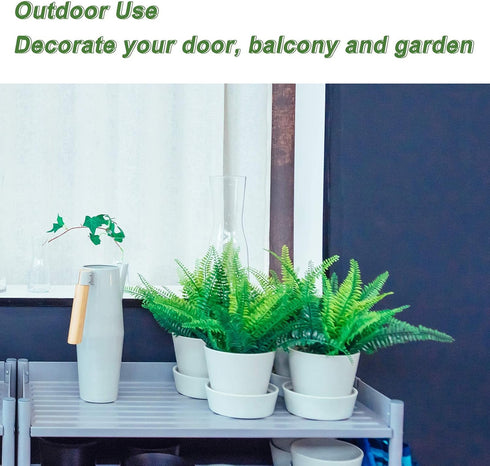 8 Pcs Artificial Ferns for Outdoor - Lifelike Boston Faux Fern Stems, Indoor UV Resistant Plants for Greenery Decor