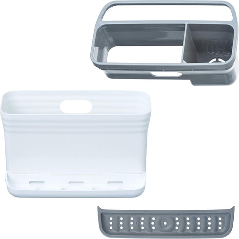 Glad Kitchen Sink Organizer Caddy, 2 Compartments for Sponge, Soap, and Dish Cloth with Drain Holes