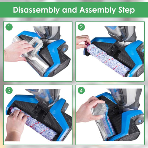 Brush Filter Replacement for Bissell CrossWave Floor Cleaner 3888A 2306A 1785 Series, 2 Multi Surface Brush + 2 Filter