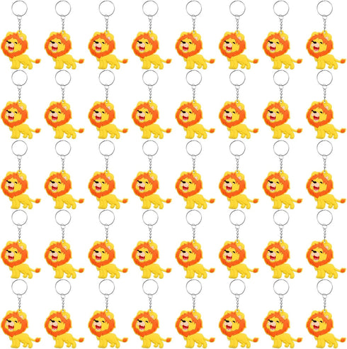 40 Pack Cute Roar Lion Keychains for Wild Animal Party Favors, Safari Animal Party Favors, Baby Shower Return Gifts