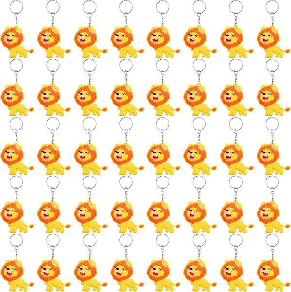 40 Pack Cute Roar Lion Keychains for Wild Animal Party Favors, Safari Animal Party Favors, Baby Shower Return Gifts