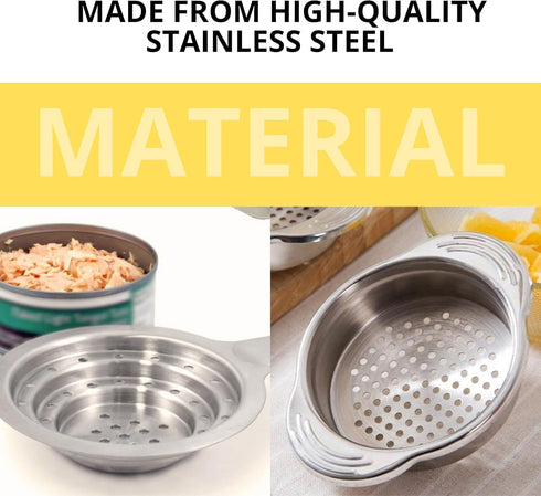 2 PCS Tuna Strainer for Can - Small Colander with Handle Stainless Steel Tuna Can Strainer Press for Kitchen