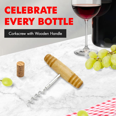 Chef Craft Select Corkscrew with Natural Wooden Handle, 4 Inches
