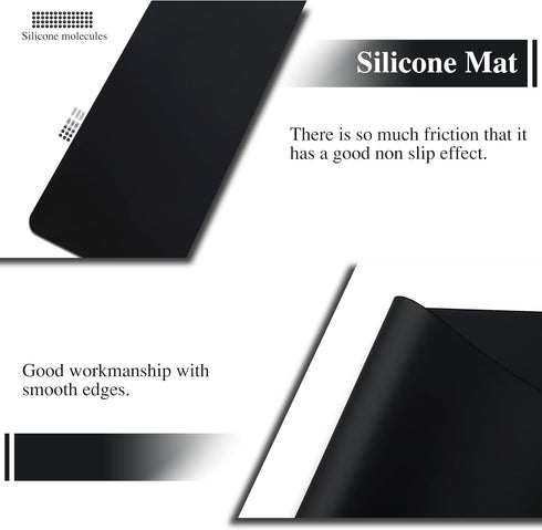 YACEYACE 2Pcs Black Silicone Mats, 15.7"x 11.8" Placemats for Kitchen Counter, Baking, Jewelry