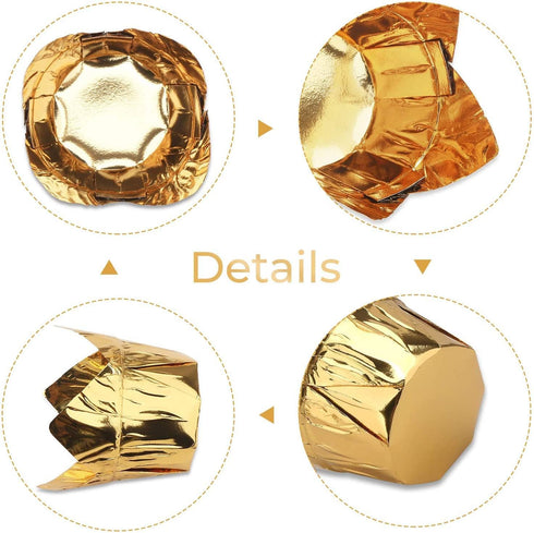 EUSOAR Disposable Baking Cups, 100pcs 3.5 Ounce Gold Tulip Cupcake Muffin Liners, Aluminum Foil Style Cupcake Cups