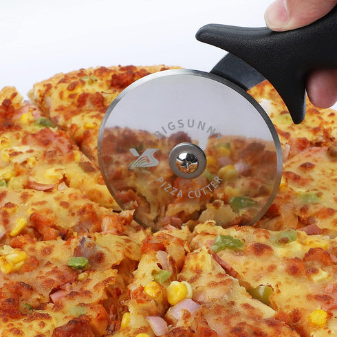 MSY BIGSUNNY Pro Pizza Cutter, Stainless Steel Wheel, 4-inch (10cm), Dishwasher Safe