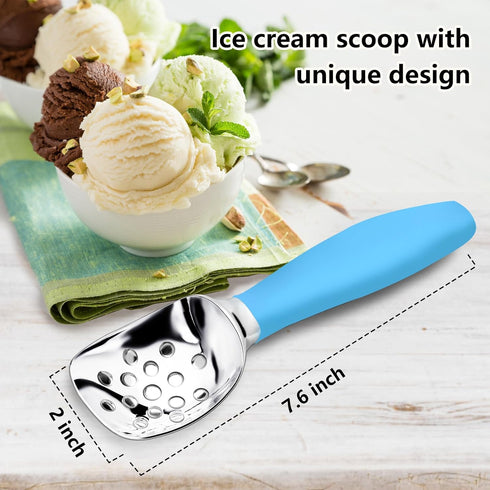 Gelato,Sorbet,Frozen Ice Cream Scoop,Ergonomic Non-Slip Handle for Easy Scooping & Serving,for Yogurt Blue