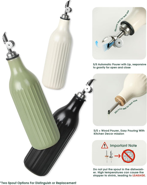 19 oz FE FUN ELEMENTS Olive Oil Dispenser Bottle, Oil Dispenser for Kitchen and Vinegar Dispenser Bottle, Suitable