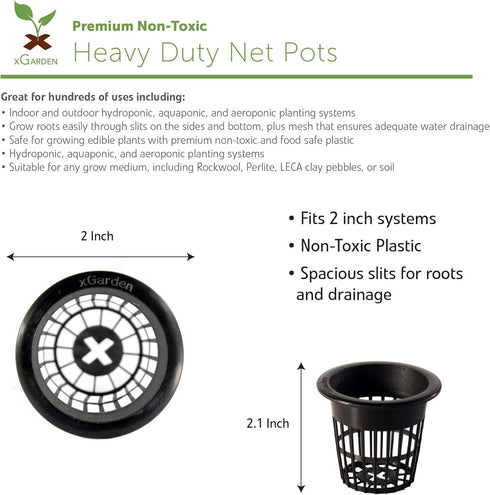 xGarden Heavy Duty Net Pots - UV Resistant & BPA Free Plastic for Hydroponics, 50 Pack