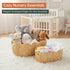 Set 2,Water Coeusy Scalloped Basket of Hyacinth Basket for Organizing and Decor,Hand-Woven Wicker Storage Baskets