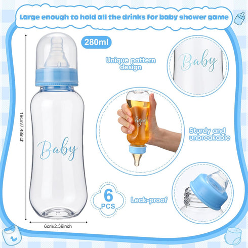 6 Sets Bottle Chug Baby Shower Games Juegos Para Plastic Baby Bottles Bibs Disposable Diapers Gender Reveal Games Baby