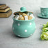 City to Cottage Ceramic Sugar Bowl with Lid - 10oz Sugar Container for Coffee Bar, Handcrafted Turquoise Blue