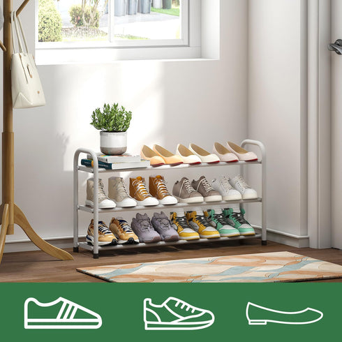 kiplant Closet, 3-Tier Closet, White Shoe Rack for Expandable Shoe Organizer for Metal Adjustable Black Shoe Shelf