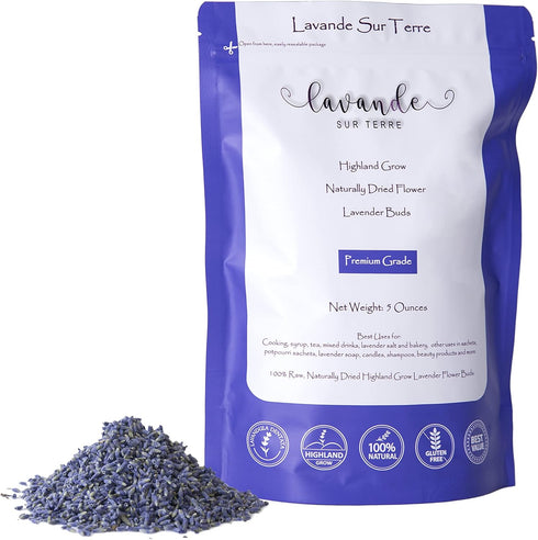 Dried Lavender Flower Buds for Crafts, Baking, Tea, DIY Projects, Sachets & Fresh Fragrance, 5 Ounces Bag