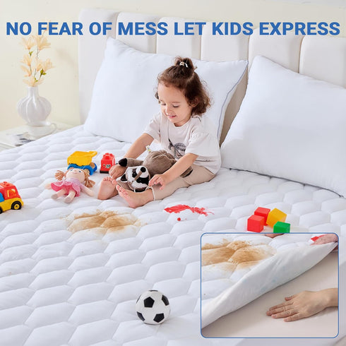 2 Pack 100% 6"-21", MUXHOMO Full Size Mattress Protector, Waterproof Quilted Mattress Cover Full Size Bed, Noiseless