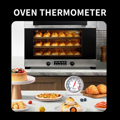 Large Dial Hanging Oven Thermometer - Accurate Temperature Gauge for Gas Electric Oven, Stainless Steel