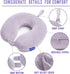 Travel Pillow Memory Foam for Airplanes - Neck Pillow for Traveling with Attachable Snap Strap (Gray Purple)