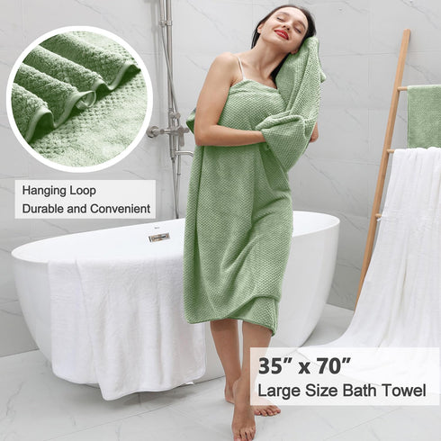 8 Set-2 Sheets,2 Towels,4 Washcloths-600GSM Oliven Piece Green Family Bath Towel Oversized Bath Towel Hand Soft Highly