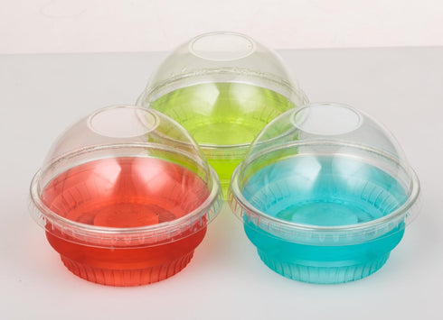 Golden Apple, 3.5oz-30sets Clear Plastic Cups for Ice Cream, Snack Bowl with Dome Lids