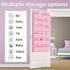 Pink Over the Door Shoe Organizer for Girls, Women, Kids Room | Hanging Rack with 24 Large Pockets & 4 Sturdy Hooks