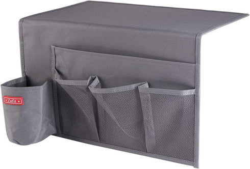 5 Pockets Bedside Caddy, Storage Organizer for Water Bottles, Magazines, Phone, Glasses (5 Pockets-Grey)