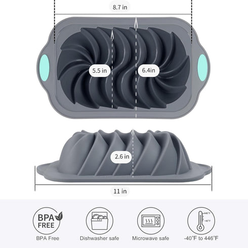 Silicone Bread Loaf Pan, Non-Stick Food Grade Baking Mold with Metal Reinforced Frame for Strength