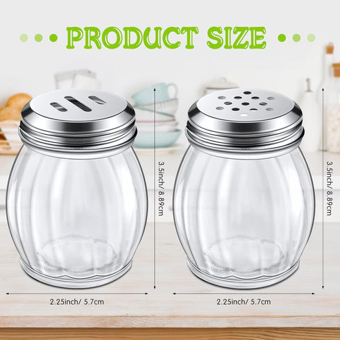 24 Hotop Pieces Glass Spices Shaker with Perforated Top Cheese Shaker with Slotted Stainless Steel Top Retro Swirl
