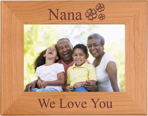 CustomGiftsNow Nana We Love You, Engraved Alder Wood Tabletop/Hanging Picture Frame