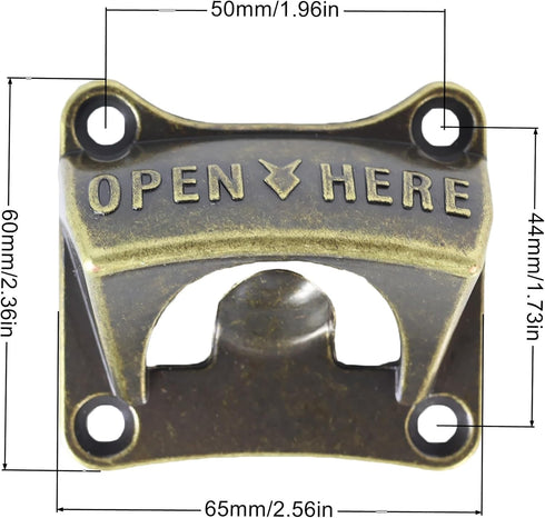 Vintage Square Wall Mounted Bottle Opener, Stainless Beer Cap Opener Antique Bronze (Pack of 4)