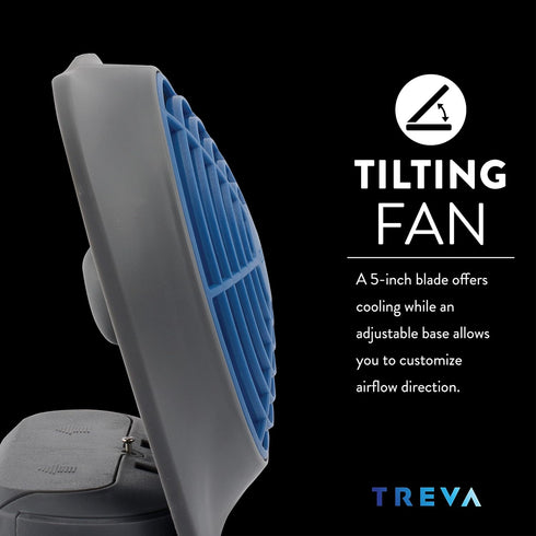 O2COOL Treva 5 Inch Battery Powered Fan - Portable Desk Fan with Compact Folding & Tilt Design, Dark Blue